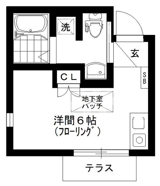 パサージュ柿の木坂(ワンルーム/1階)の間取り写真