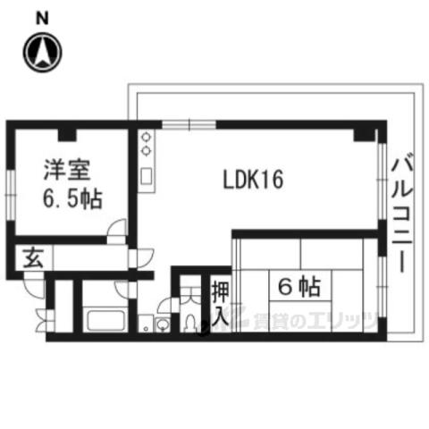 伏水ハイツ(2LDK/6階)の間取り写真