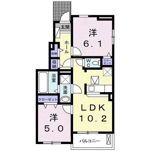 フルール・クレアIII(2LDK/1階)の間取り写真