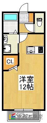 シャーメゾンΑ(ワンルーム/2階)の間取り写真