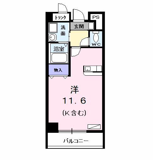 メゾンカルム(ワンルーム/1階)の間取り写真
