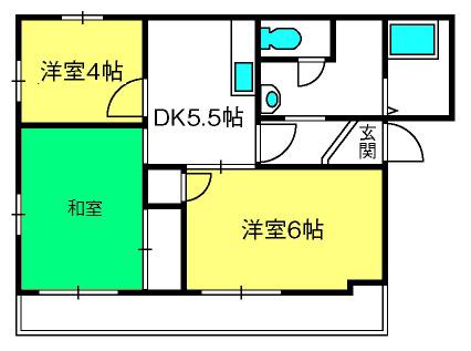エスポワールD(3DK/2階)の間取り写真