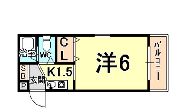 メゾン甲子園イースト(1K/4階)の間取り写真
