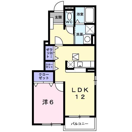 メゾンブリーズA棟(1LDK/1階)の間取り写真