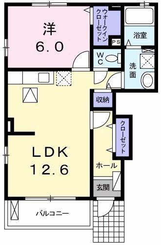 ヒルズ光(1LDK/1階)の間取り写真