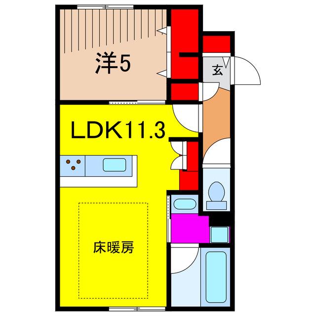 足立区中川3丁目メゾン(1LDK/1階)の間取り写真