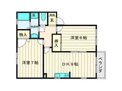 アミティエB(2DK/2階)の間取り写真