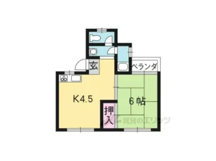 御土居マンション(1K/4階)の間取り写真