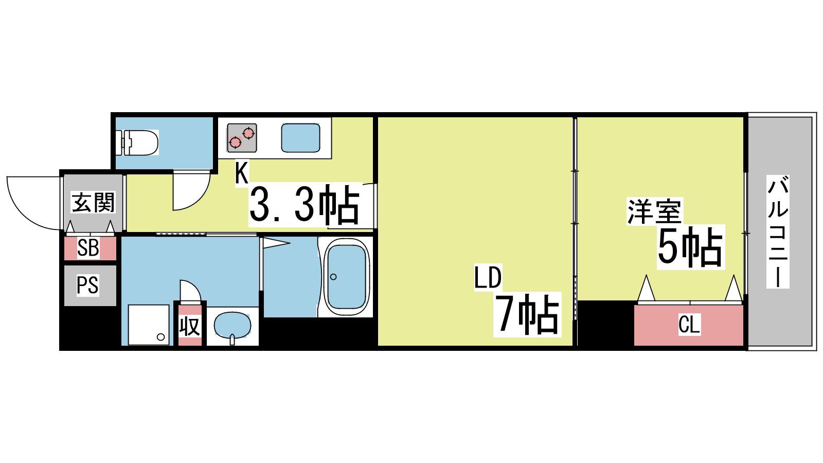 ラフィーチェ住吉本町(2K/2階)の間取り写真