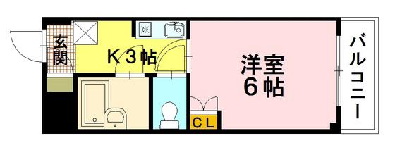 ダックビル(1K/4階)の間取り写真