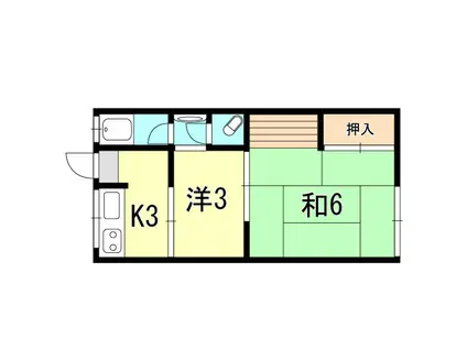 大日丘アパート(2K/1階)の間取り写真