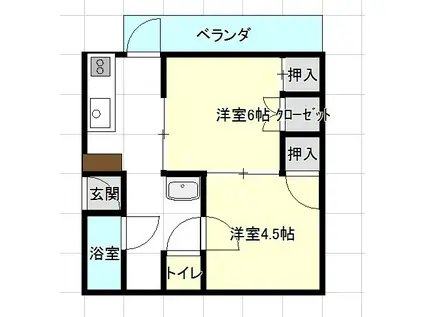 堀川マンション(2K/3階)の間取り写真