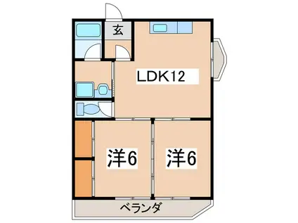 栄町ファーストマンション(2LDK/3階)の間取り写真
