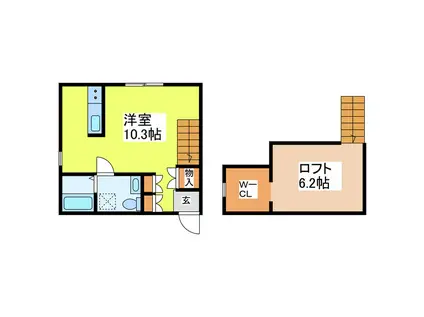 PRIMA SPERANZA(ワンルーム/2階)の間取り写真