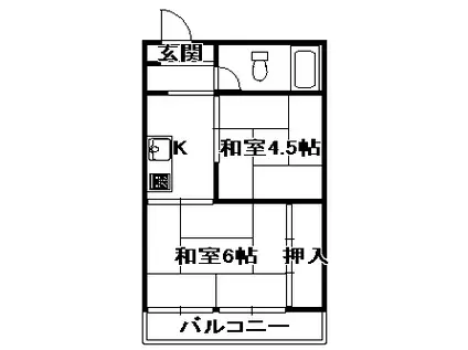 YNS三田(2K/3階)の間取り写真