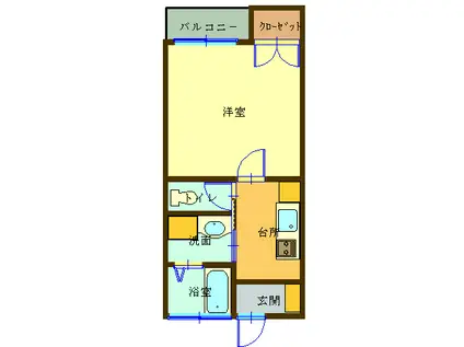 リズ中島(1K/1階)の間取り写真