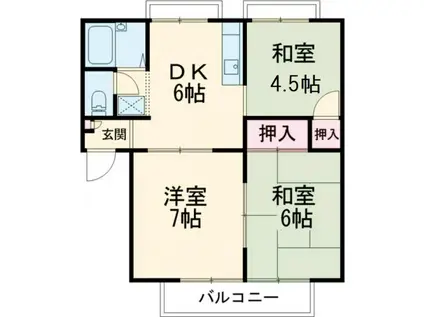 セラミックハウスBEE(3DK/2階)の間取り写真