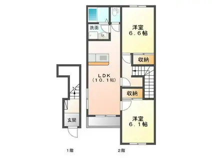 エクシードII(2LDK/2階)の間取り写真