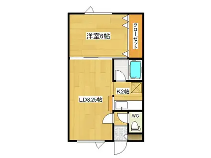 ラピュタハウスC(1LDK/1階)の間取り写真