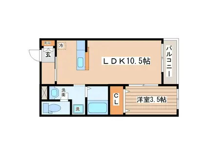 エスポワール(1LDK/2階)の間取り写真