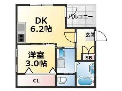 NEXTAGE長田(1DK/1階)の間取り写真