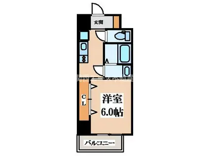グリュックメゾン S-SHINFUKAE XIII(1K/6階)の間取り写真