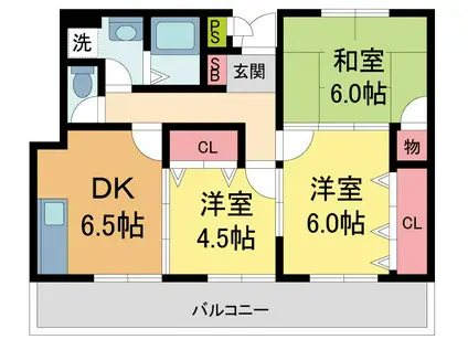 ノ・レーヴ宝塚(3DK/4階)の間取り写真
