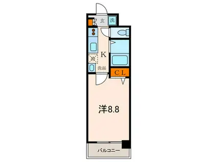 グランディア ミ・アモーレ六甲道(1K/7階)の間取り写真