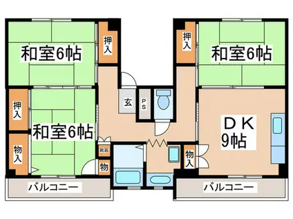 ビレッジハウス下島1号棟(3DK/5階)の間取り写真