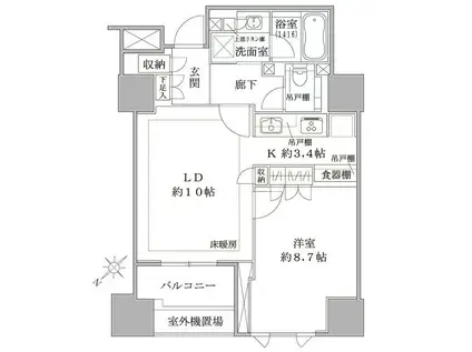 ザ・パークハウス千代田麹町(1LDK/8階)の間取り写真