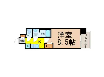 プレサンス大須観音駅前(1K/4階)の間取り写真