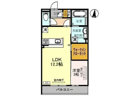 PARIS(1LDK/2階)の間取り写真