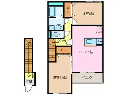 ＪＲ紀勢本線 高茶屋駅 徒歩24分 2階建 築11年(2LDK/2階)の間取り写真