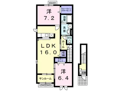 富山地鉄本線 越中荏原駅 徒歩28分 2階建 築11年(2LDK/2階)の間取り写真