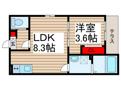 ベルシャンテ新松戸(1LDK/1階)の間取り写真