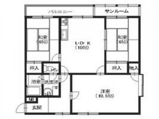 第一加登コーポラス(3LDK/2階)の間取り写真
