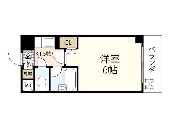 メルヴェイユ大州(1K/3階)の間取り写真