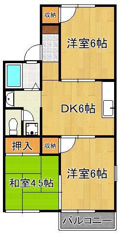 西二島ハイツ(3DK/2階)の間取り写真