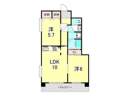 トーカンキャステール山本通(2LDK/3階)の間取り写真