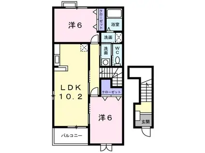 サンヒルズヒロ(2LDK/2階)の間取り写真