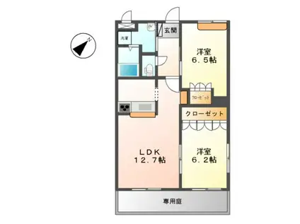 キャトルセゾン(2LDK/1階)の間取り写真