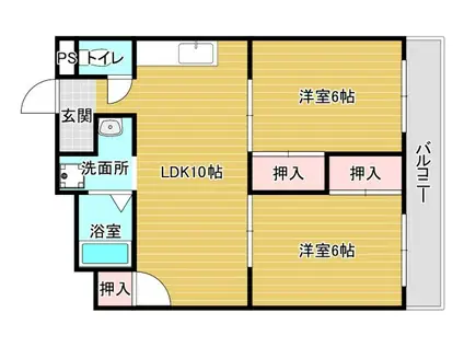 滝谷ユタカハイツ(2LDK/1階)の間取り写真
