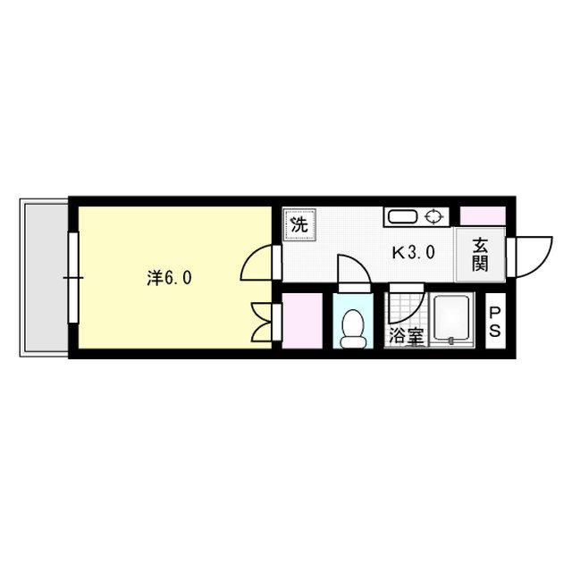 ツインズプラザA(1K/4階)の間取り写真