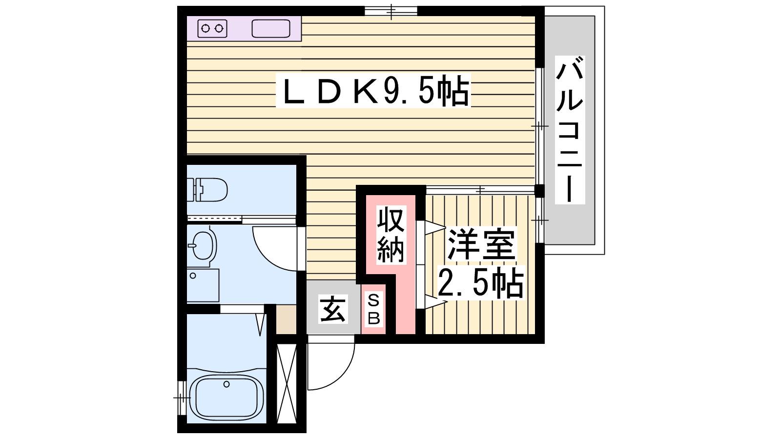 ルミエール神屋町(1DK/3階)の間取り写真