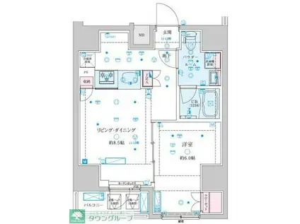 GENOVIA文京千駄木(1LDK/11階)の間取り写真