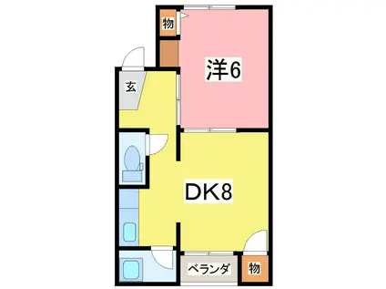 加藤央第3コーポ 北(1DK/3階)の間取り写真