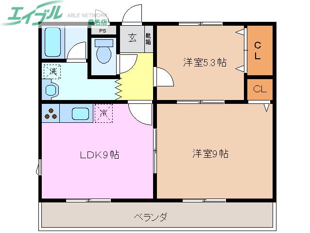 KS COURT(2LDK/1階)の間取り写真
