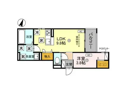 D-LUCE 秋月(1LDK/2階)の間取り写真