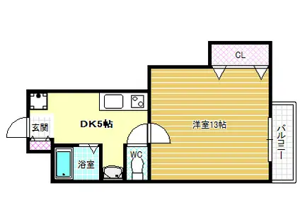 暁21 1号館(1DK/2階)の間取り写真