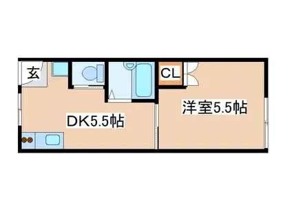 西原コーポ(1DK/2階)の間取り写真